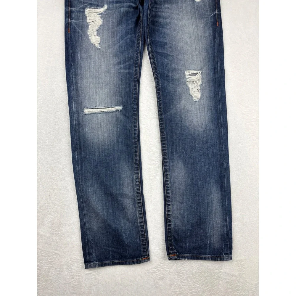 True Religion Men's 36x36 Jeans Dark Skinny Washed Distressed Denim